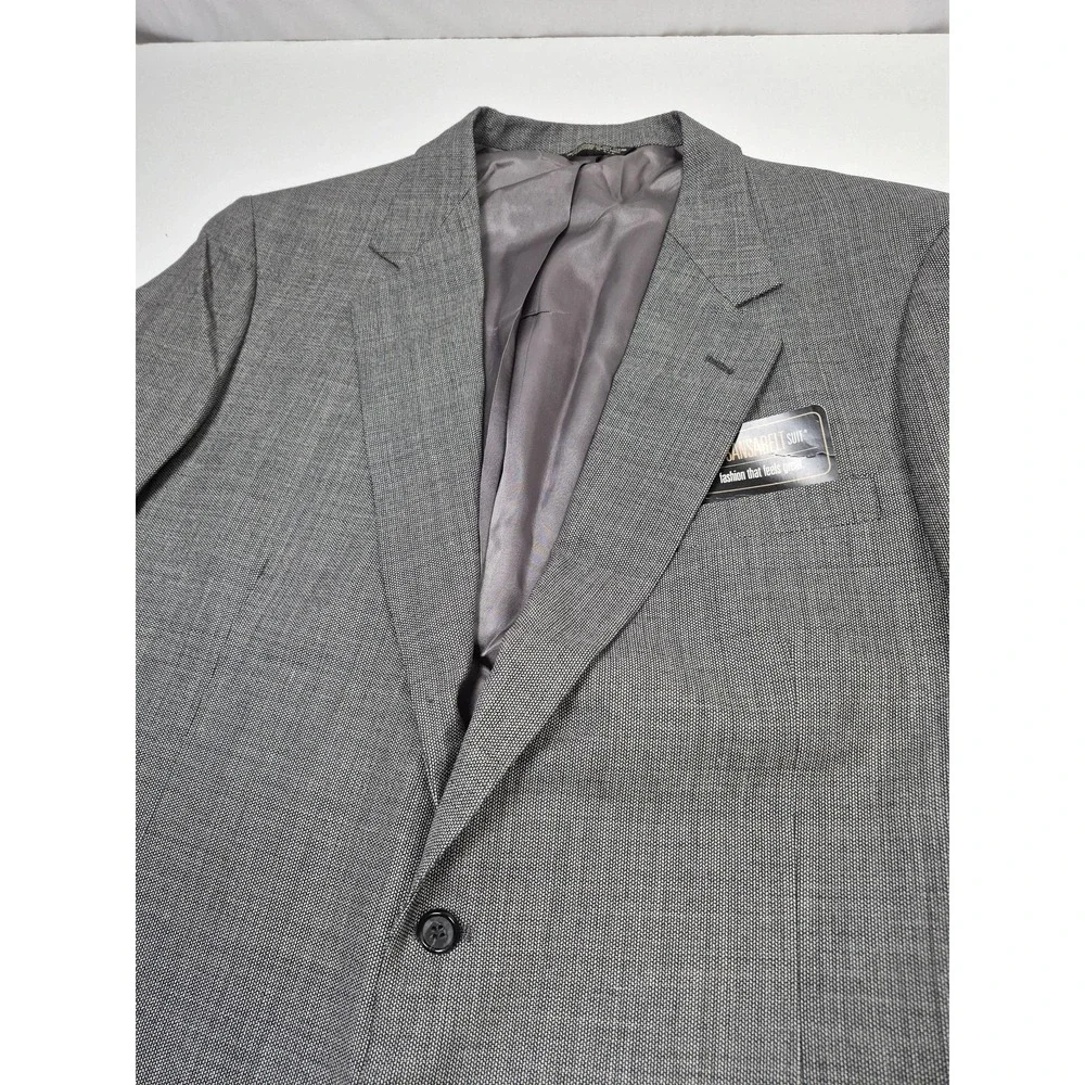 VTG Sansabelt Suit Mens 46 Long Gray Wool Check 2 Piece 41x36 Made in USA NWT